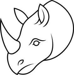 rhinoceros head icon line art vector illustration on transparent background