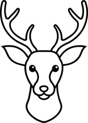 reindeer head icon line art vector illustration on transparent background