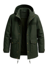 Dark green parka with a removable liner and vented back yoke for versatility
