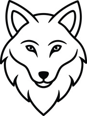 wolf head icon line art vector illustration on transparent background