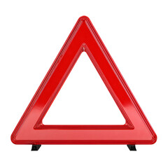 Road Hazard Alert: A vibrant, glossy red warning triangle, signaling potential danger on the road, stands prominently. A powerful symbol of safety and caution.