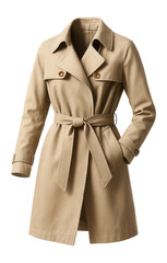Lightweight trench coat with storm flaps and tie belt for spring showers