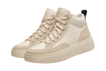 Retro-style basketball shoes in cream with suede overlays and chunky sole