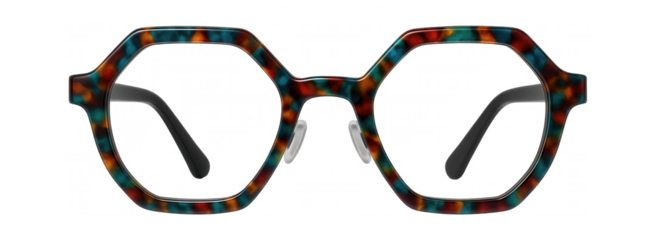 Hexagonal frames with bold, colorful patterns