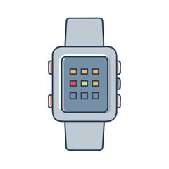Modern smartwatch with colorful square display and side buttons