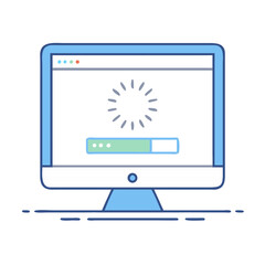 Computer screen displaying a loading bar and progress indicator