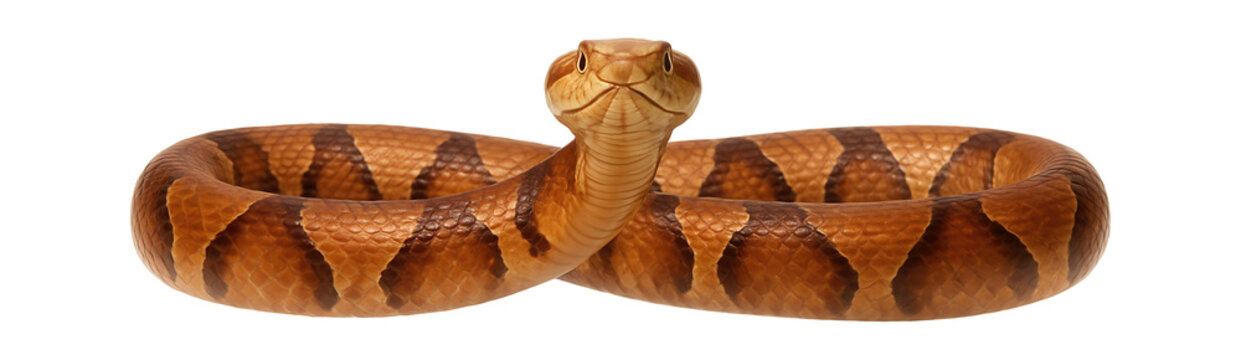 Copperhead snake with hourglass-shaped bands on its copper-colored body