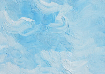 Soft swirls of light blue oil paint create a tranquil abstract background for artistic inspiration and interior decor