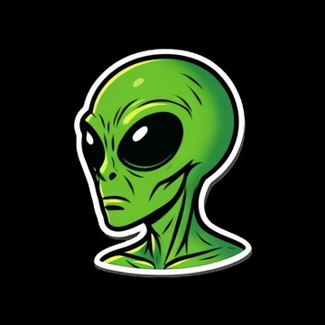 Green alien sticker animation isolated asset, transparent 4K video, alpha channel, ProRes 4444