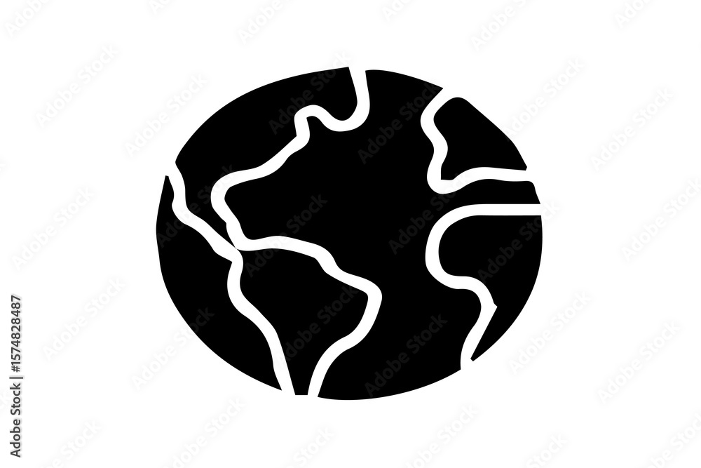 Poster it features a circular representation of the planet with simplified outlines of continents, specific