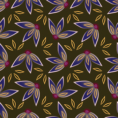 cut seamless hand drawn floral pattern, Botanical, Vector illustration for wedding and valentine day design.
