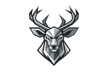 Geometric deer head facing forward shows a modern stylized animal with abstract antlers