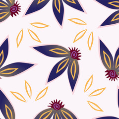 cut seamless hand drawn floral pattern, Botanical, Vector illustration for wedding and valentine day design.