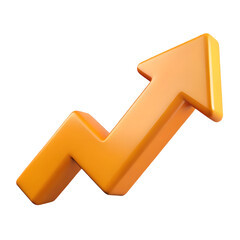 Orange Arrow Pointing Upwards on a Transparent Background in a 3D Rendered Style