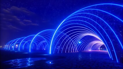 3d, abstract, futuristic, glowing, geometric, blue, waves, motion, dynamic, vibrant