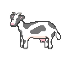 Pixel art cow illustration design