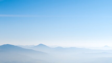 Mountain range in hazy blue distance