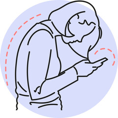 Young Man with Bad Posture While Using Smartphone