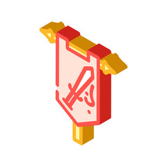 flag kingdom medieval heraldry isometric icon vector illustration
