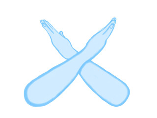 Blue watercolor cross gesture hand sign