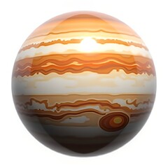 Jupiter Planet Globe with Great Red Spot Isolated on White or Transparent Background