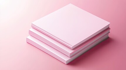 Stack of light pink books on a pink surface.
