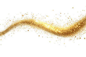 Golden glitter wave isolated on transparent background