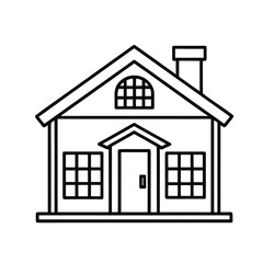 Simple house outline silhouette graphic element isolated on white background