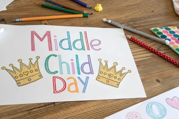Middle child day celebration art and craft design