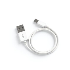 White USB Connection Adapter Cable Isolated on White or Transparent Background