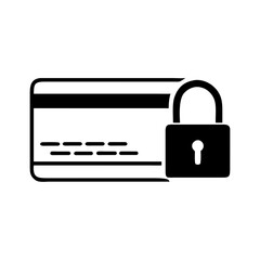 Credit card with padlock icon for bank trasaction safety concept