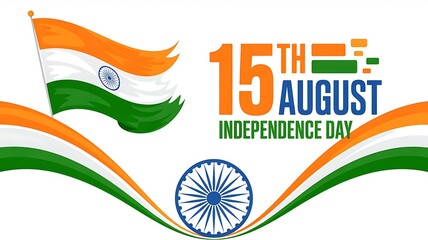 India celebrates 15th august independence day with national flag waving