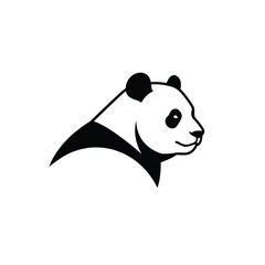 Black and white panda head profile graphic bear animal