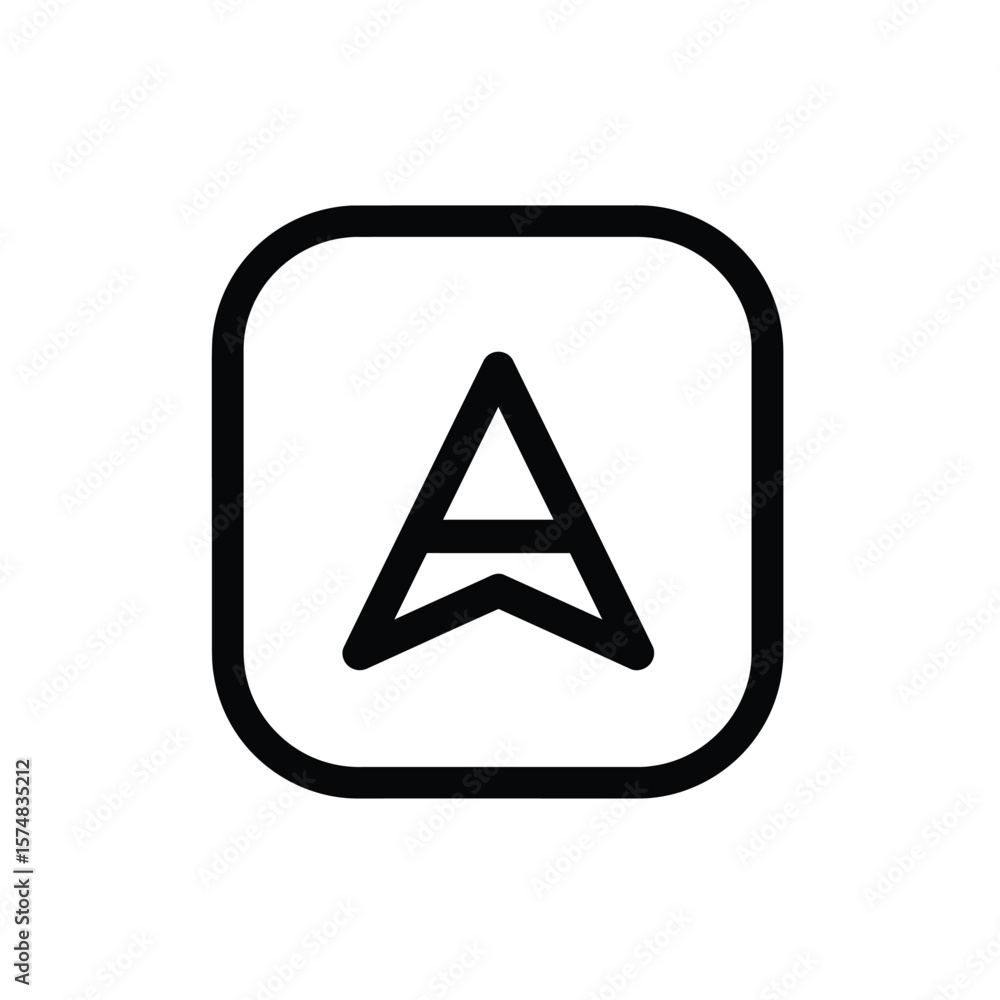 Poster black arrow inside rounded square icon symbol navigation