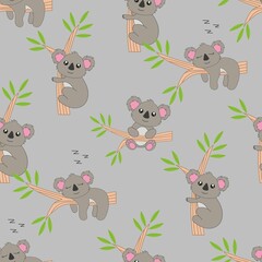seamless pattern with funny koala animal