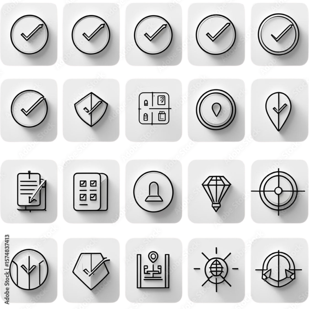 Poster web icon set for websites and apps, including symbols for communication technology and media