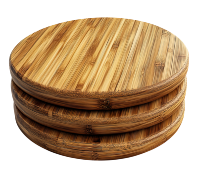 Three wooden coasters with a brown color