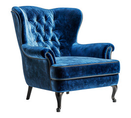 A blue chair with a black trim