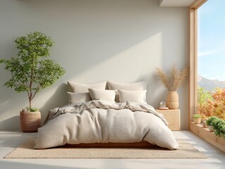 Peaceful Modern Bedroom Interior Design: Minimalist Home Decor, Calming Aesthetic