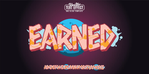 Earned logo graffiti font text effect, spray and street text style	