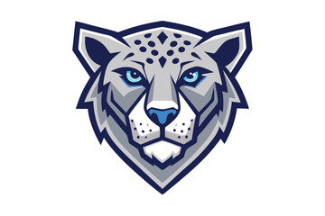 mascot shows a snow leopard head with blue eyes and a blue nose