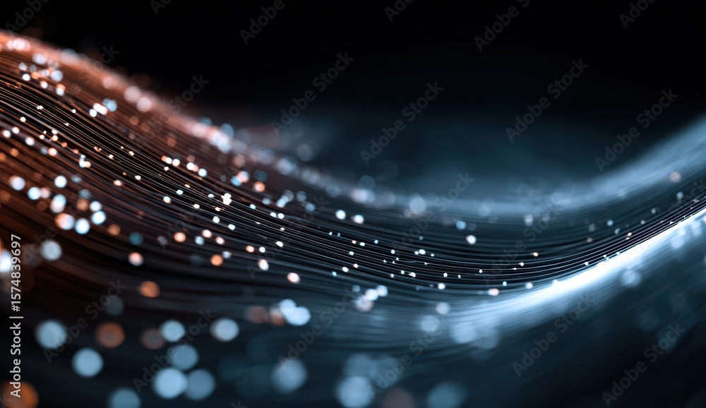 Poster flowing lines with glowing ends, abstract background. tech. concept