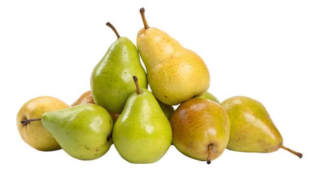 Pile of green and yellow pears isolated PNG with Transparent Background