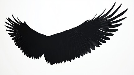 Obraz premium Black Wings, spread in front of white background, isolated, for creative design, fantasy, power or freedom