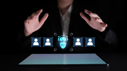 AI is selected to replace human employees, illustrating automation and workforce transformation...