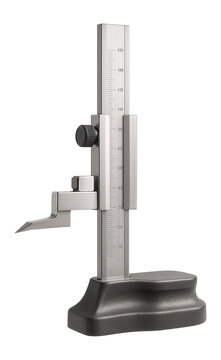 Height gauge with a scriber and vernier scale for vertical dimension measurement in a tool and die shop
