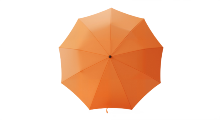Vibrant Orange Umbrella with Star-Like Panels Against White Background, Symbolizing Cheerfulness, Protection, and Outdoor Readiness