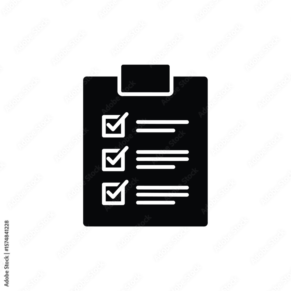 Poster black checklist icon with three checked items task