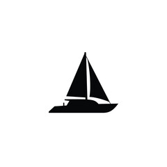 Black silhouette of a sailboat on white background