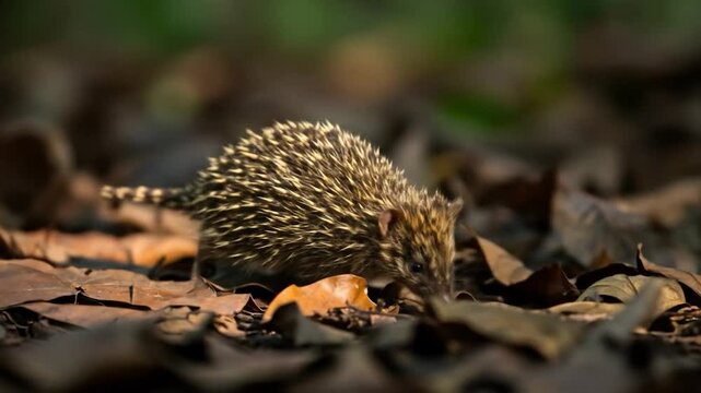 Tenrec Foraging: A Spiny Mammal Searches for Food in Leaf Litter